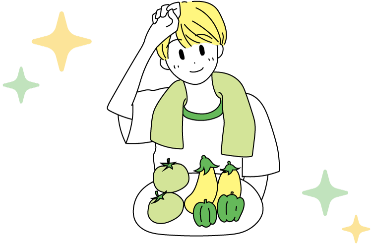 収穫をして汗をぬぐう人物のイラスト